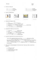 English worksheet: revision hobbies- present simple- present continuous- write a letter 
