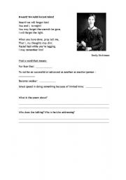 English Worksheet: poem Heart we will forget him by Emily Dickinson