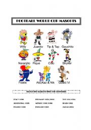 English Worksheet: World cup mascots