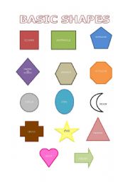 English Worksheet: BASIC SHAPES VOCABULARY