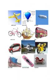 English worksheet: Means of Transportation - Vocabulary with pictures (Transports)