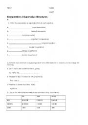 English worksheet: TEST COMPARATIVES & SUPERLATIVES