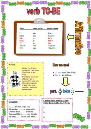 English Worksheet: verb to be affirmative 1 of 4 