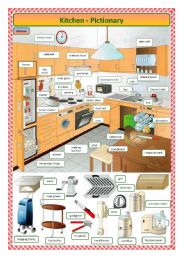 English Worksheet: Kitchen-pictionary