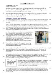 English Worksheet: Countdown to zero - Size zero diet