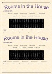 English worksheet: Rooms in the house