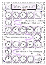 English Worksheet: What time is it? - 3 - Five minutes intervals - oral communication