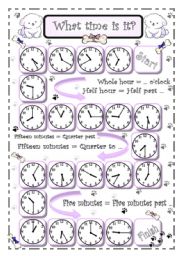 Telling Time to 5 minutes Worksheets