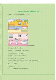 English Worksheet: there is or there are