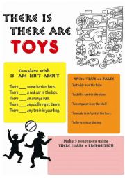 English Worksheet: There is/are with TOYS vocabulary