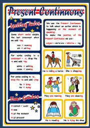 English Worksheet: PRESENT CONTINUOUS - POSTER