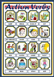 English Worksheet: ACTION VERBS - POSTER