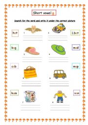 English Worksheet: Short vowels (7 pages)