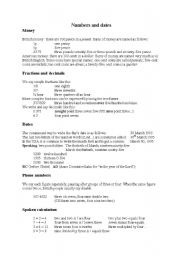 English Worksheet: Numbers and Dates
