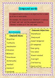 English Worksheet: Compound words