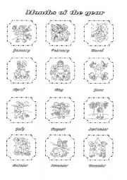 English Worksheet: Months pictionary