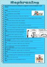 English Worksheet: Rephrasing - 11 form