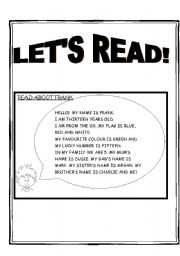English Worksheet: reading activities for young learners