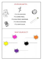 English worksheet: PRACTICE THE COLOURS