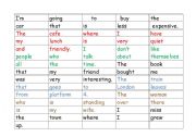 English worksheet: Relative clause arrange the words activity