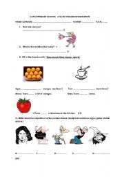 English Worksheet: countables&uncountables, adjectives, weather (examination)