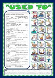 English Worksheet: USED TO - AFFIRMATIVE, NEGATIVE and INTERROGATIVE FORMS (+KEY) - FULLY EDITABLE