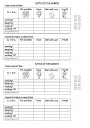 English Worksheet: Battle pr continuous