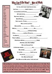 English Worksheet: Song - Who can it be now? - Men at Work