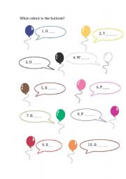 English Worksheet: What colour is the balloon?