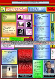 English Worksheet: ANGELS - ROBBIE WILLIAMS - ONE PAGE (FULLY EDITABLE)