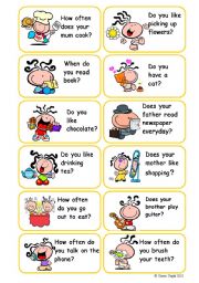 English Worksheet: present simple-question cards(3 pages-36 cards)