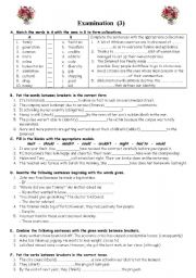 English Worksheet: EXAMINATION (3)