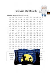 English worksheet: HAlloween wordsearch