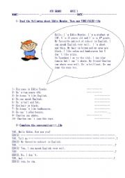 English Worksheet: quiz on personal information, peoples appearance and abilities