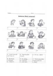 English Worksheet: Gestures