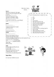 English worksheet: SONG FOR YOU I WILL BY MONICA