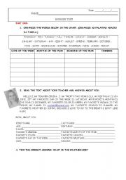 English Worksheet: English Test 5th - 8th grade