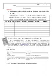 English Worksheet: English Test 5th - 8th grade