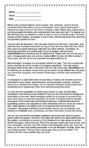 English Worksheet: Early Media