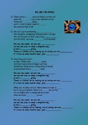 English Worksheet: Song: We are the world