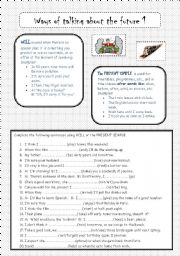 English Worksheet: Ways of talking about the future 1/3