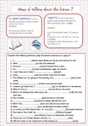 English Worksheet: Ways of talking about the future 2/3