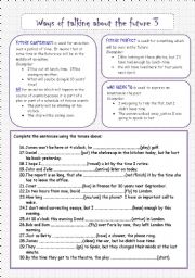English Worksheet: Ways of talking about the future 3/3