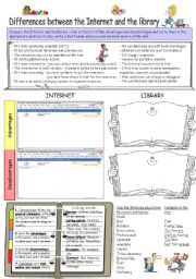 English Worksheet: Differences between the Internet and the library