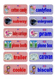 British English vs American English memory game - set 4