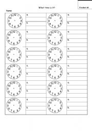 What time is it? Worksheet