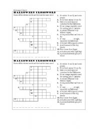 English Worksheet: Halloween crossword