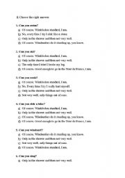 English worksheet: Choose the right answer