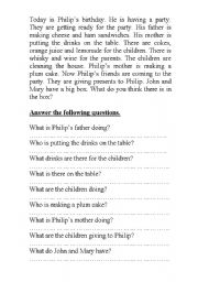 English Worksheet: Philips birthday