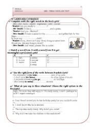 English Worksheet: language part of mid-term 3 test for 9th form pupils